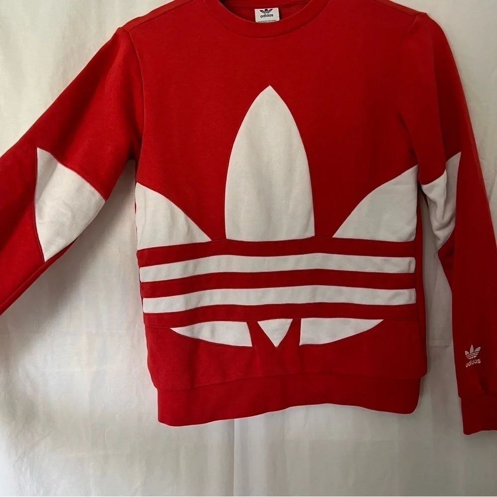 Adidas Junior Big trefoil crewneck sweatshirt red white size Medium